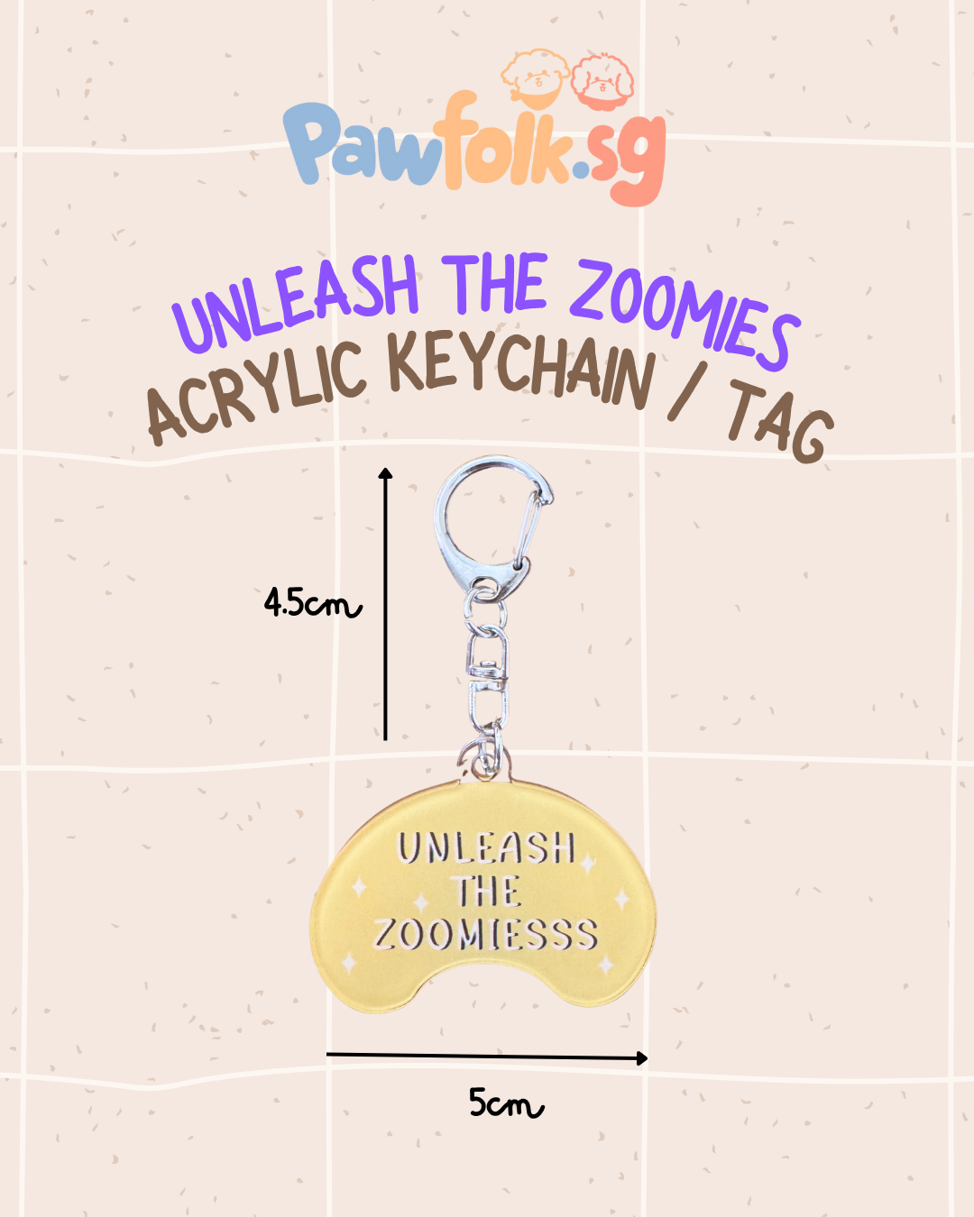 Pet Leash Tag Key Chain Belly Unleash the zoomies