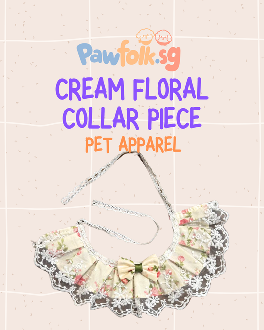 Cream Floral collar piece pet apparel