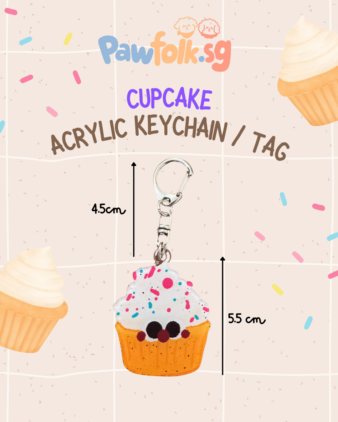 Pet Leash Tag Key Chain Cupcake