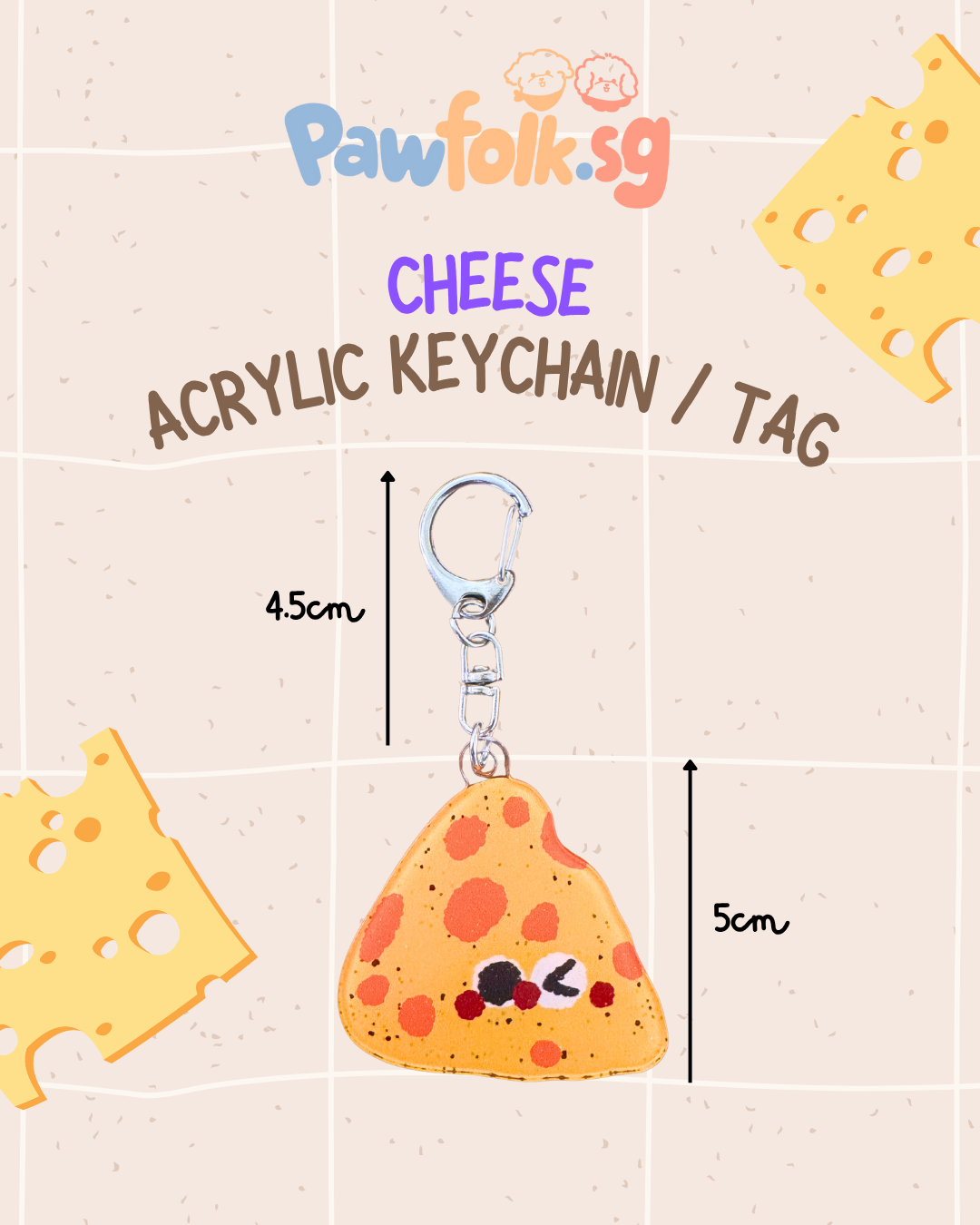 Pet Leash Tag Key Chain Cheese