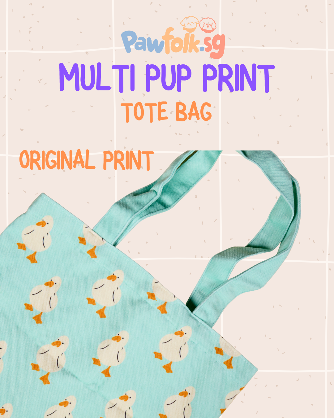 Retro duck shoulder carry tote bag
