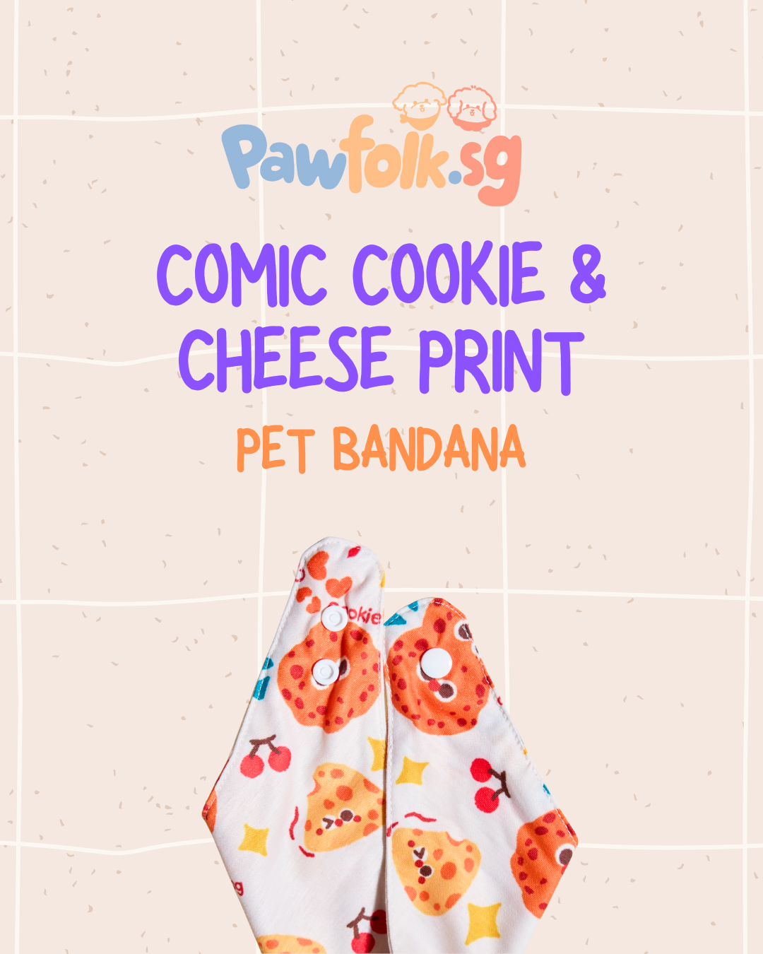 Comic Cookie and Cheese Pet Bandana Style - 014