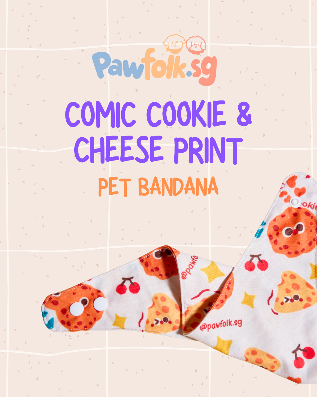Comic Cookie and Cheese Pet Bandana Style - 014