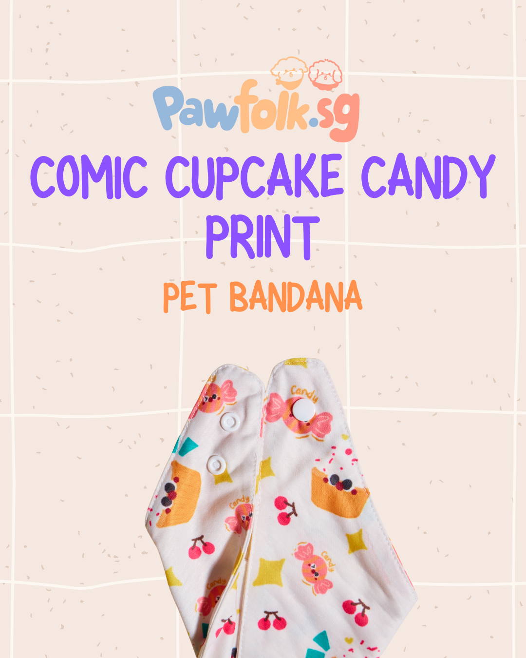 Comic Cupcake and Candy Pet Bandana Style - 017