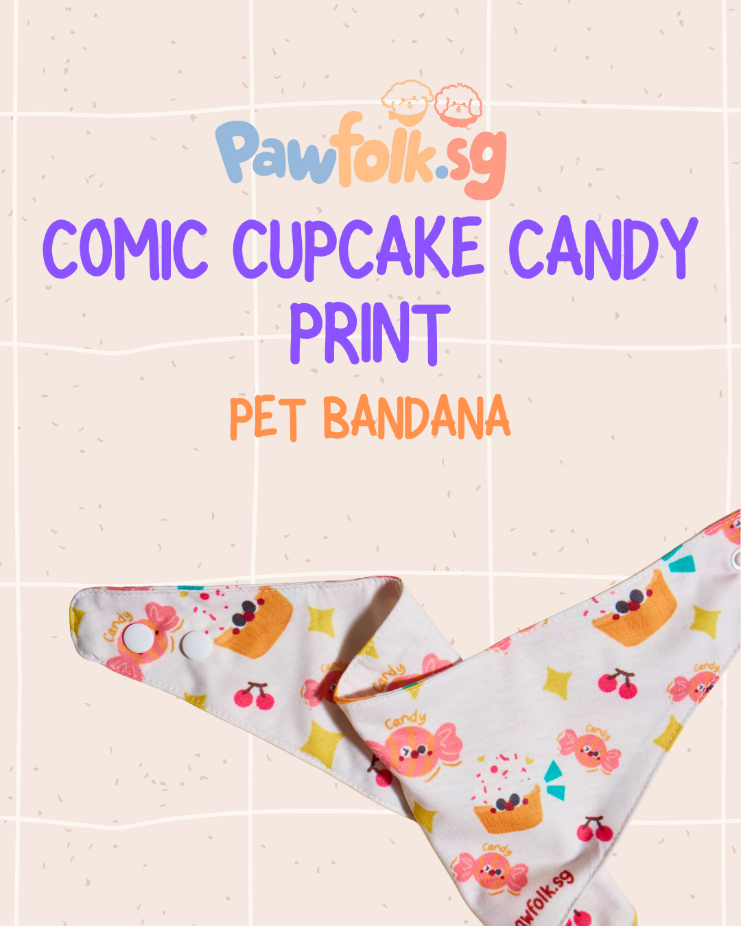 Comic Cupcake and Candy Pet Bandana Style - 017