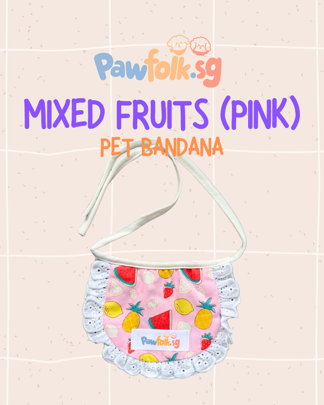 Assortment Pet Bandana Mixed Fruits (PINK)