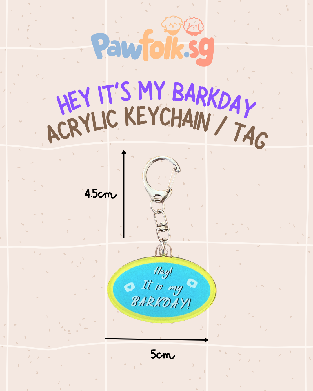 Pet Leash Tag Key Chain Belly Barkday (Blue)