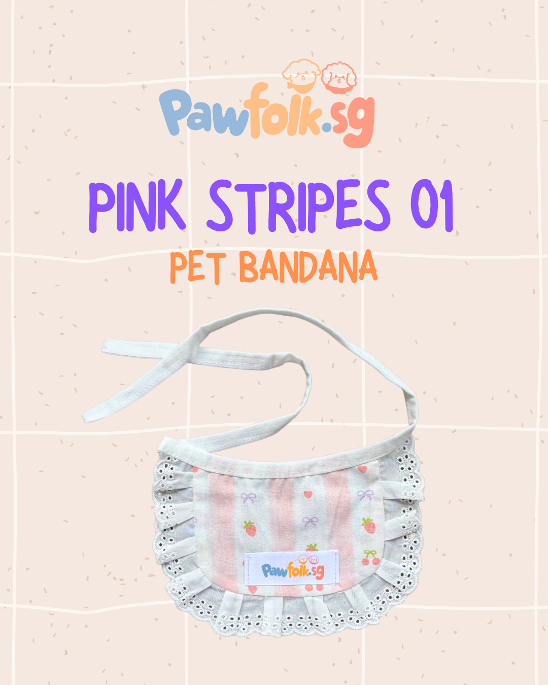 Assortment Pet Bandana Pink Stripes 01