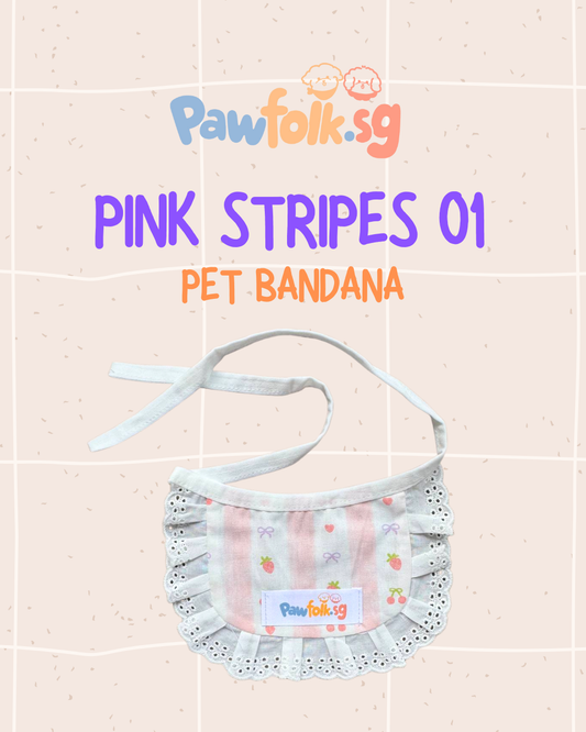 Assortment Pet Bandana Pink Stripes 01