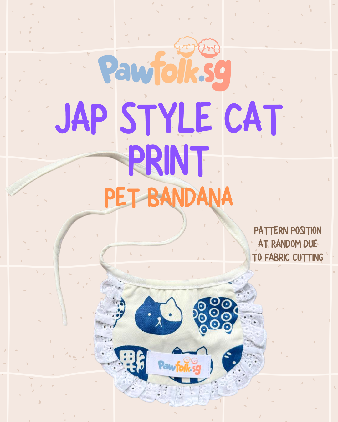 Assortment Pet Bandana Jap Style Cat Print
