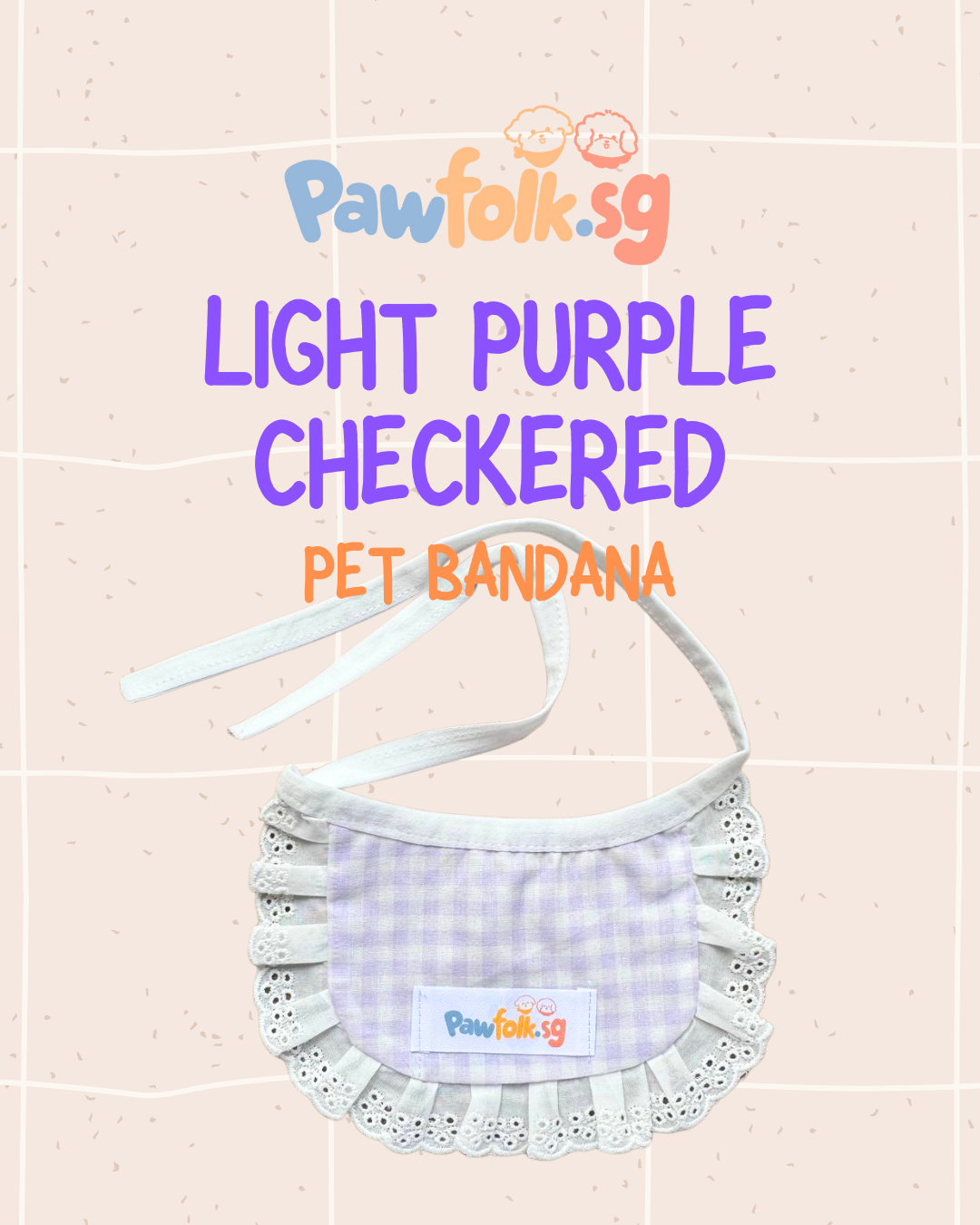Assortment Pet Bandana Light Purple Checkered