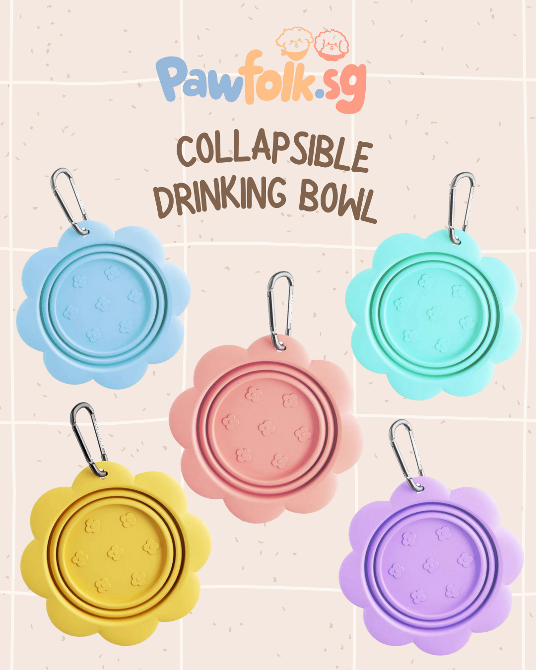 Floral Collapsible Pet Drinking Bowl