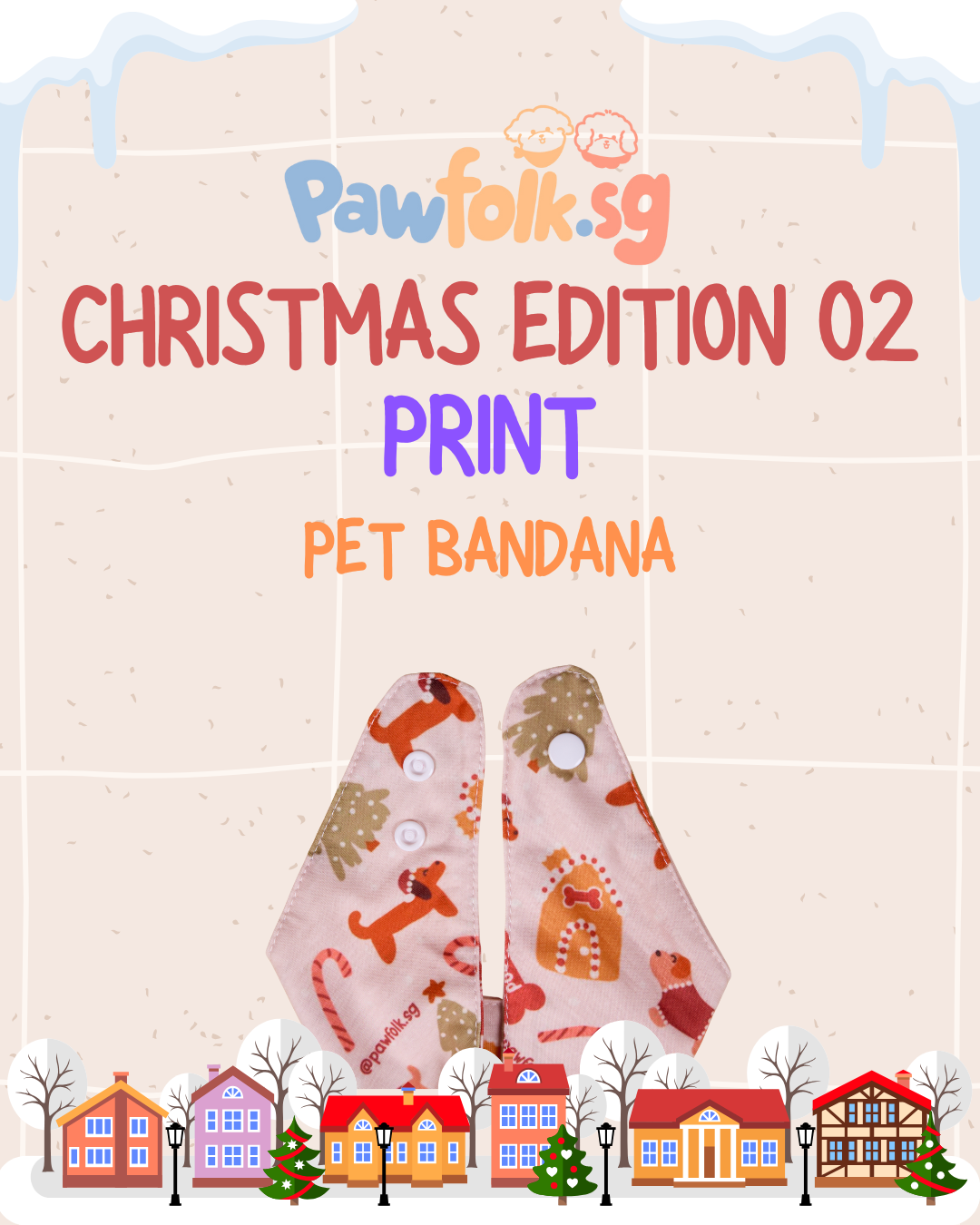 Christmas Edition Beige 02 Pet Bandana Style - 024