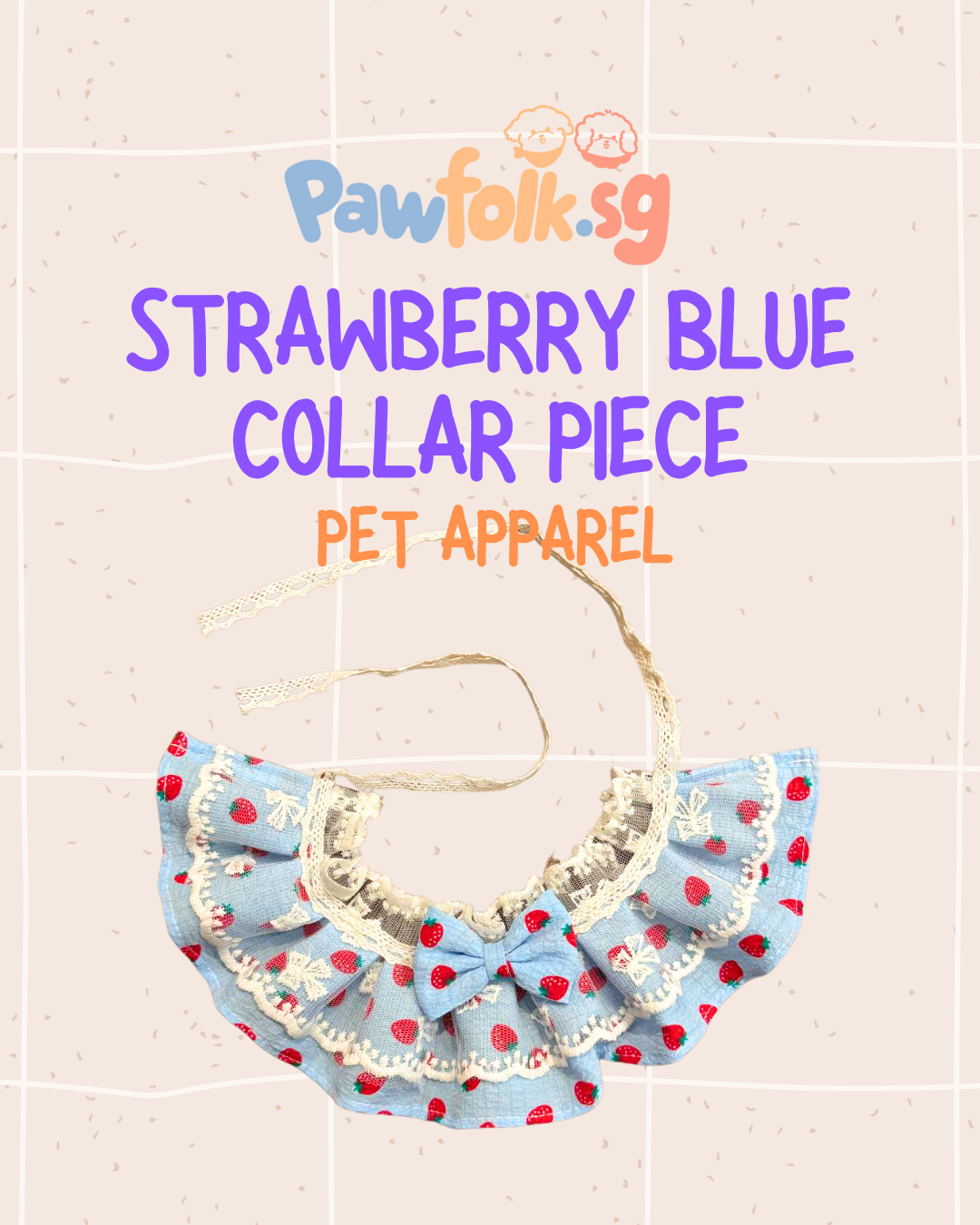 Strawberry blue collar piece pet apparel