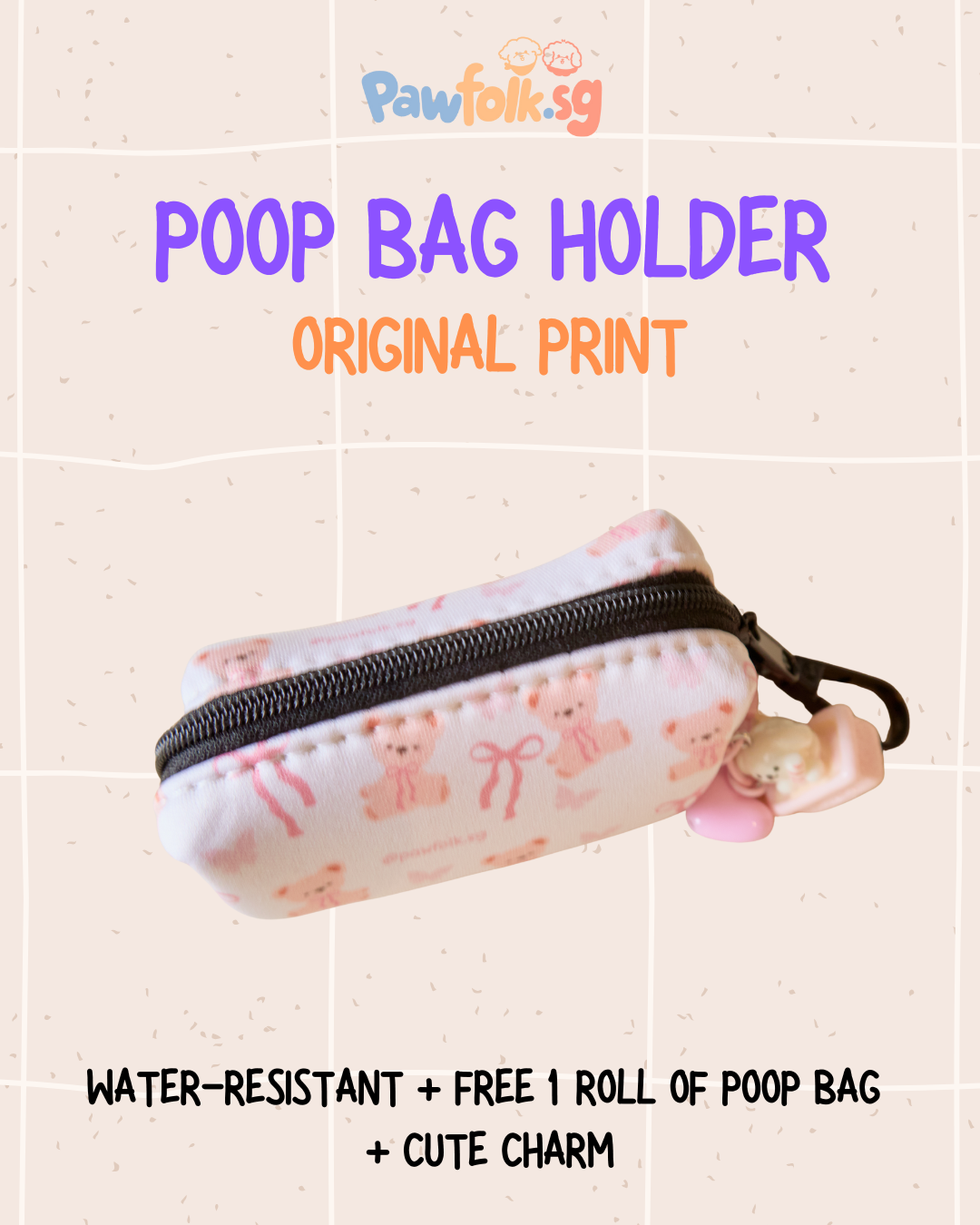 Bears and Ribbons Pet Poop Bag Holder - Style 002