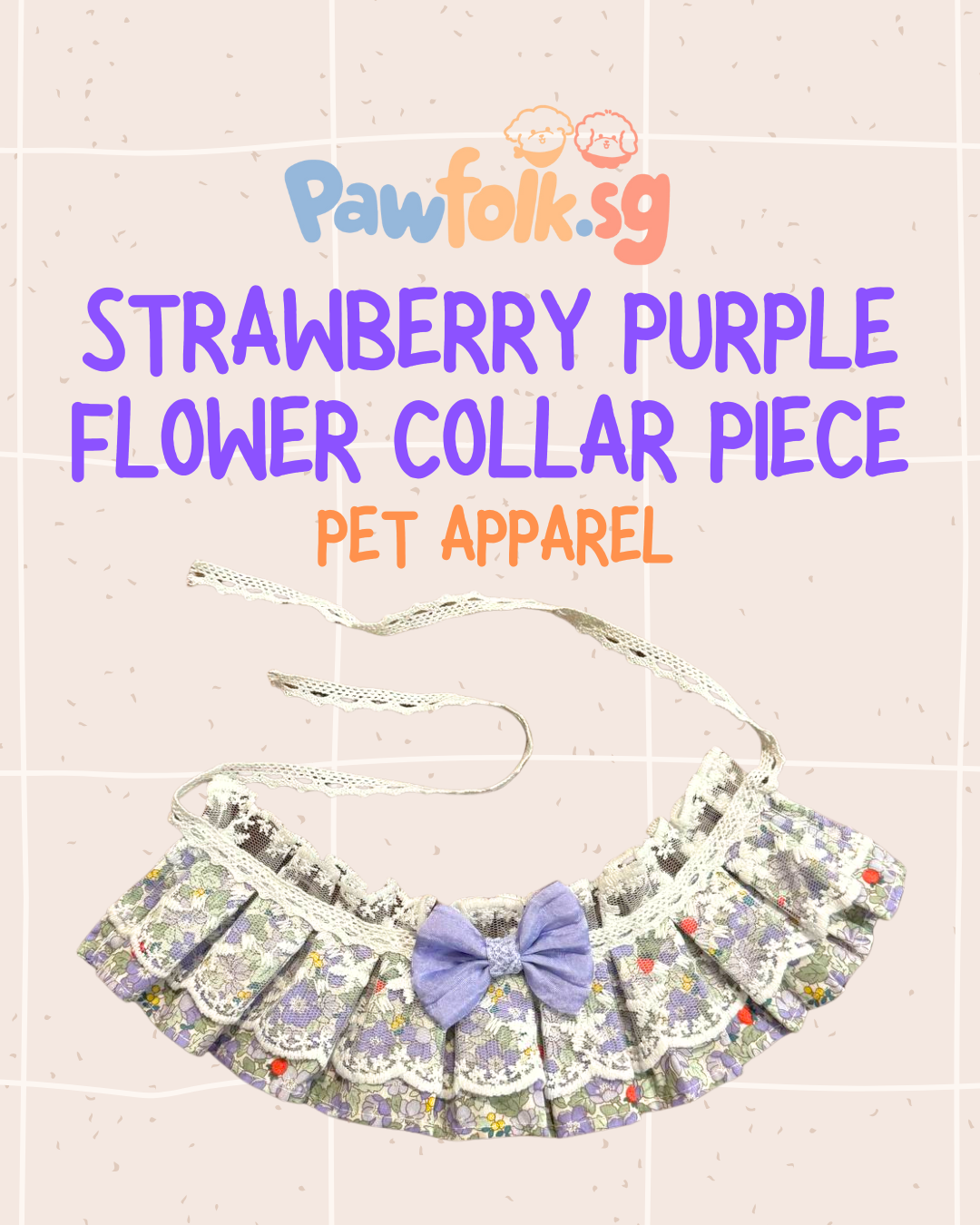 Strawberry purple flower collar piece pet apparel