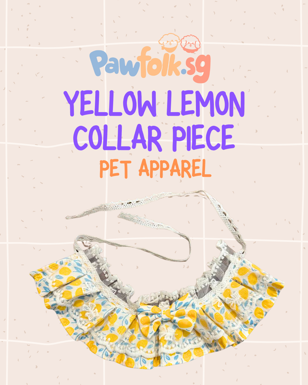 Yellow Lemon collar piece pet apparel