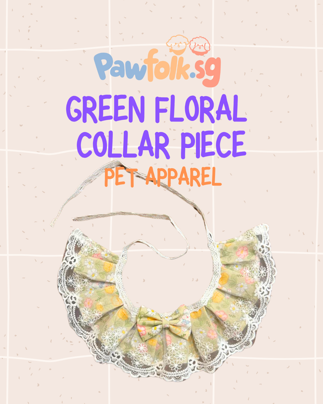 Green floral collar piece pet apparel