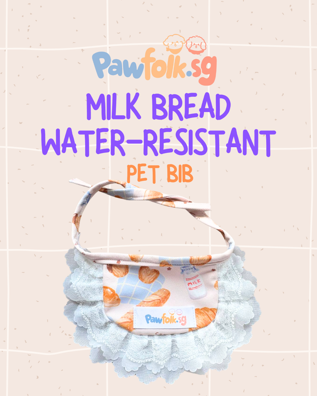Milk Bread water resistant pet bib