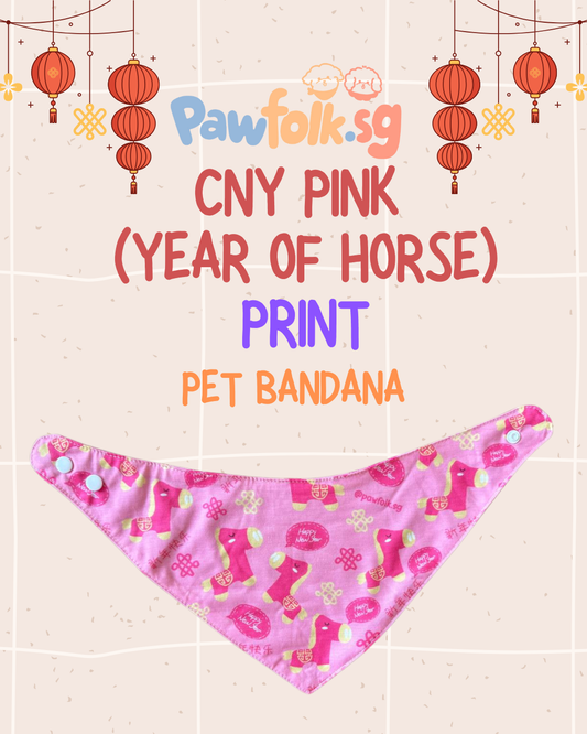 Chinese New Year (Horse) Pink Pet Bandana Style - 025