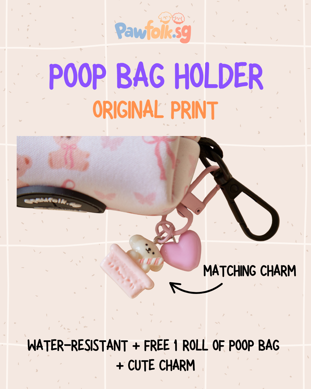 Bears and Ribbons Pet Poop Bag Holder - Style 002