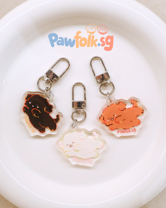 Classic Jumping pup Hand drawn acrylic decorative tag keychain accessory