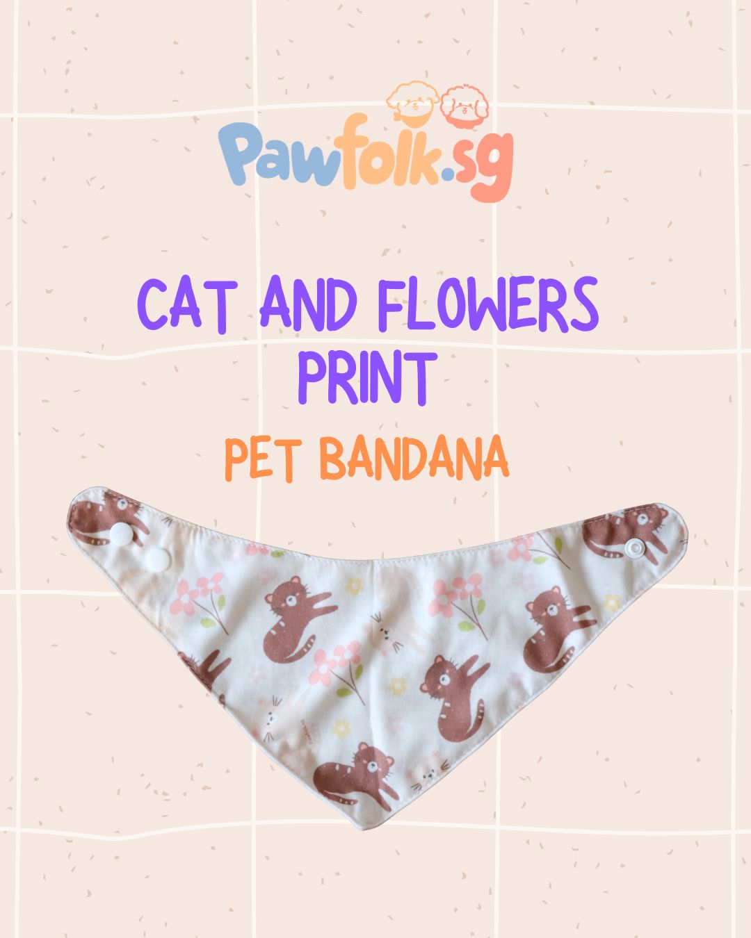 Cats and Flowers Pet Bandana Style - 037