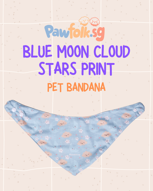 Blue Moon cloud stars Pet Bandana Style - 009