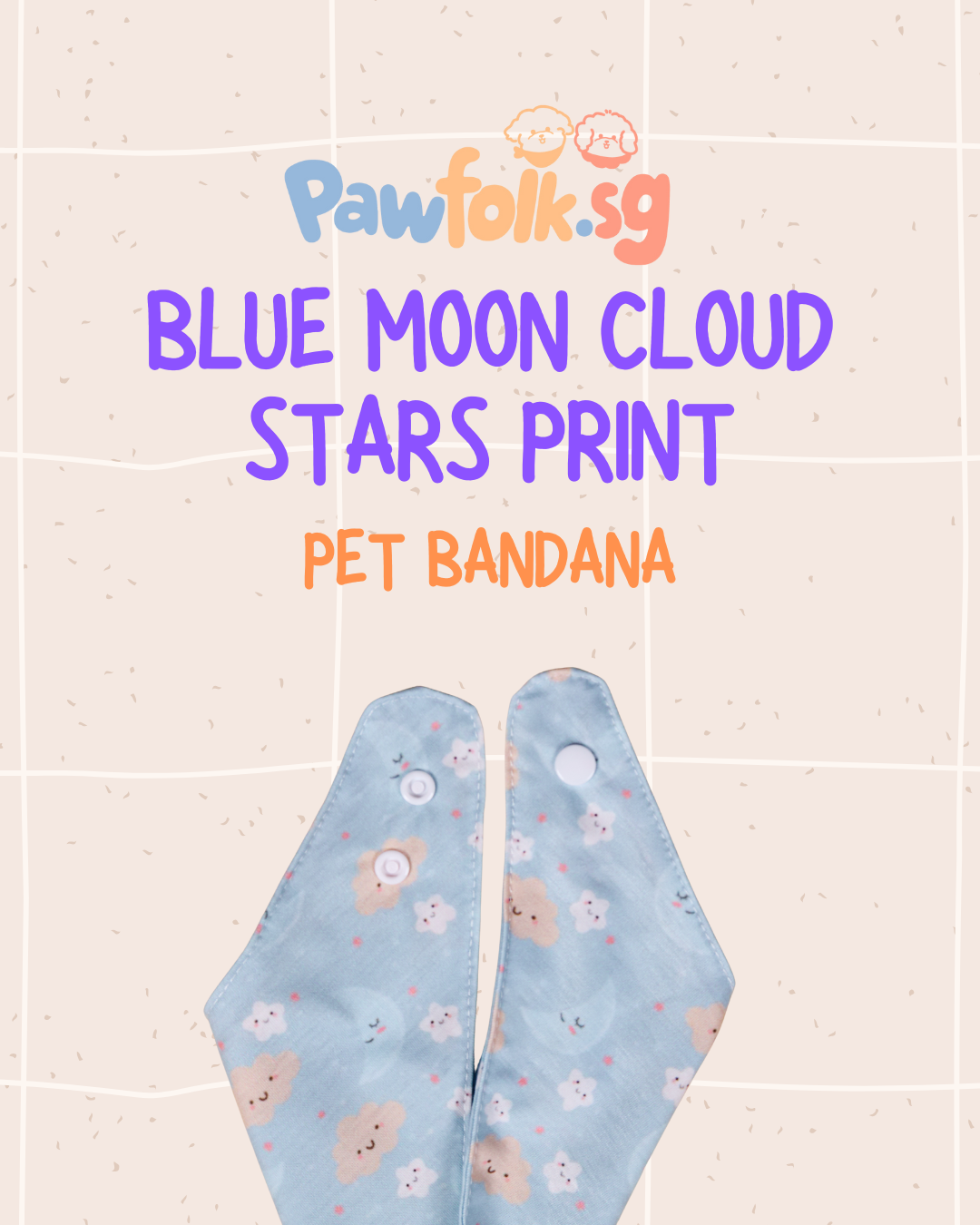 Blue Moon cloud stars Pet Bandana Style - 009