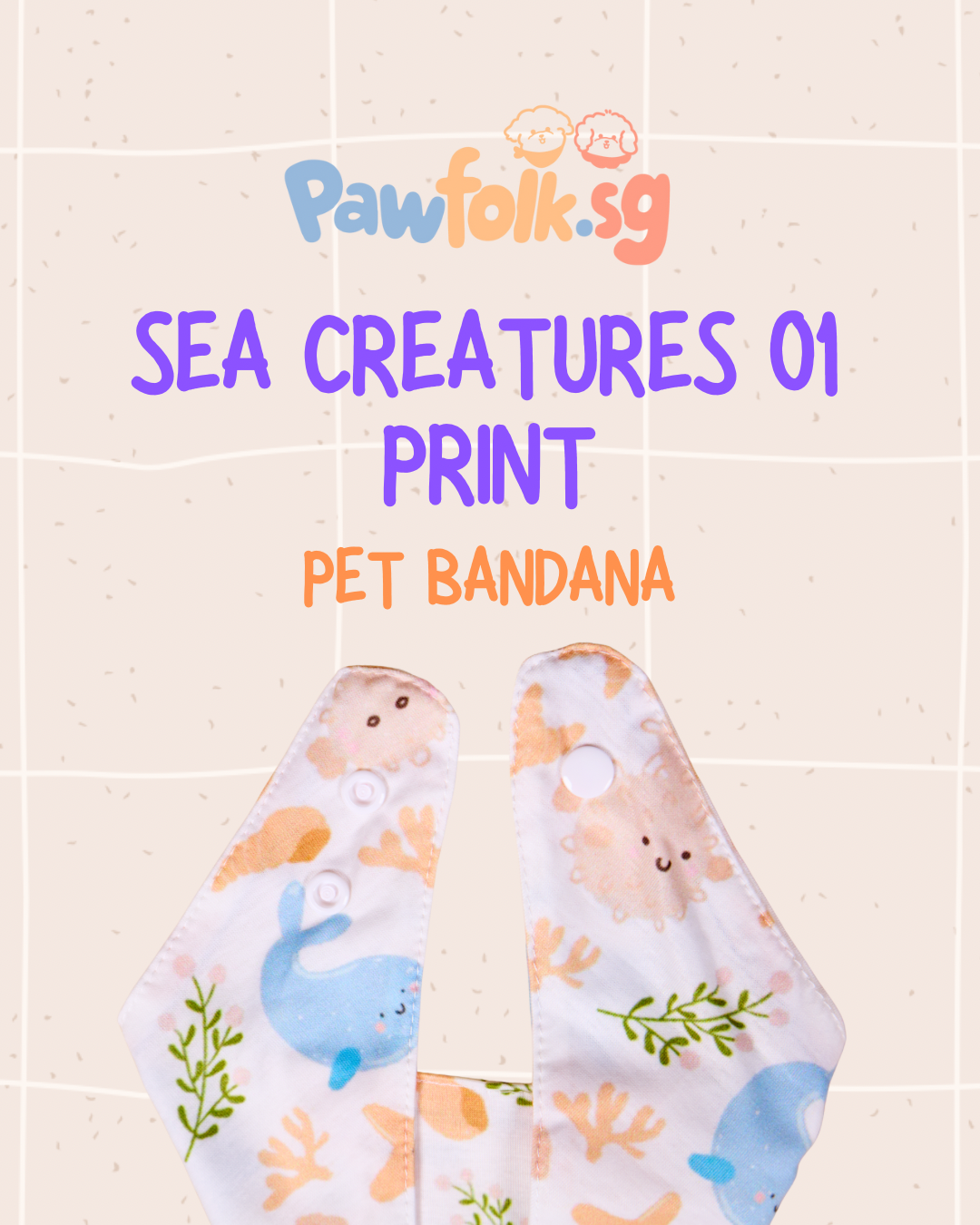 Sea Creatures Pet Bandana Style - 011