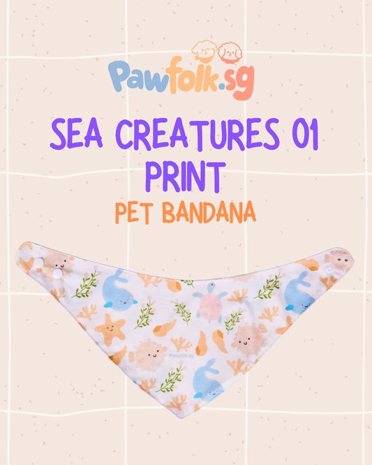Sea Creatures Pet Bandana Style - 011