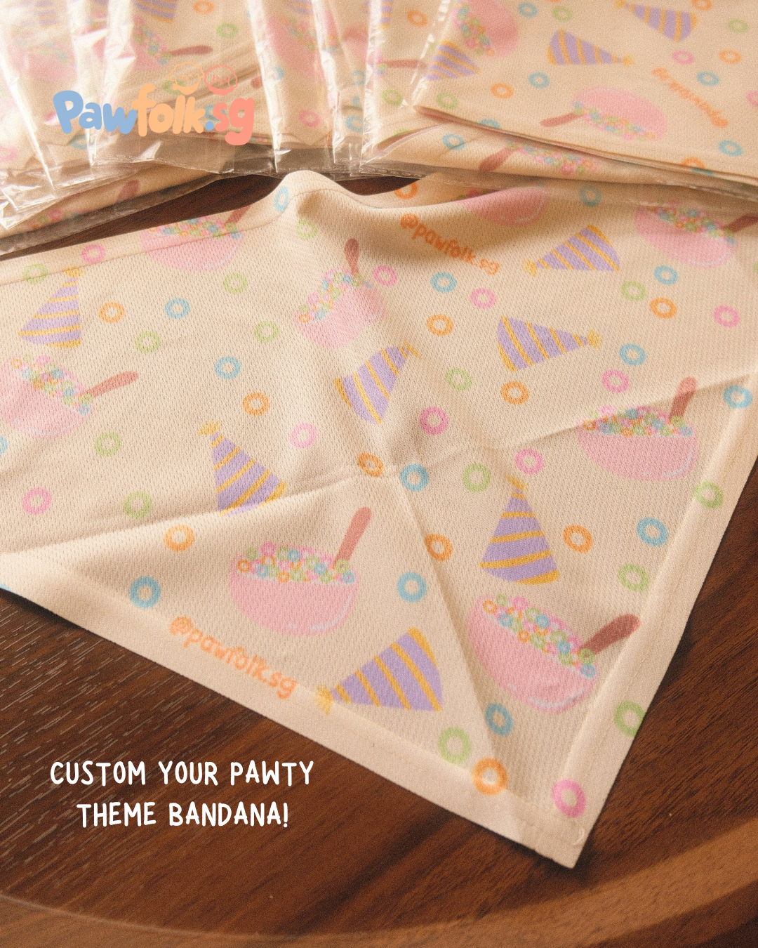 Customizable Pet Bandana for Barkday party goodie bags MOQ from 15 pieces