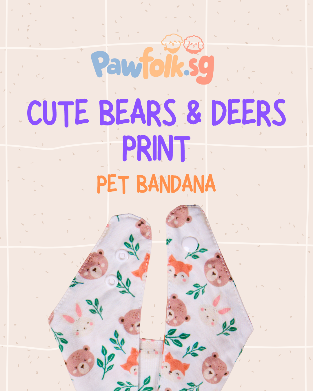Cute bears and dears Pet Bandana Style - 012