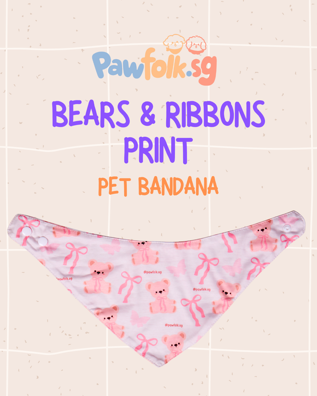 Bears and Ribbons Pet Bandana - Style 002