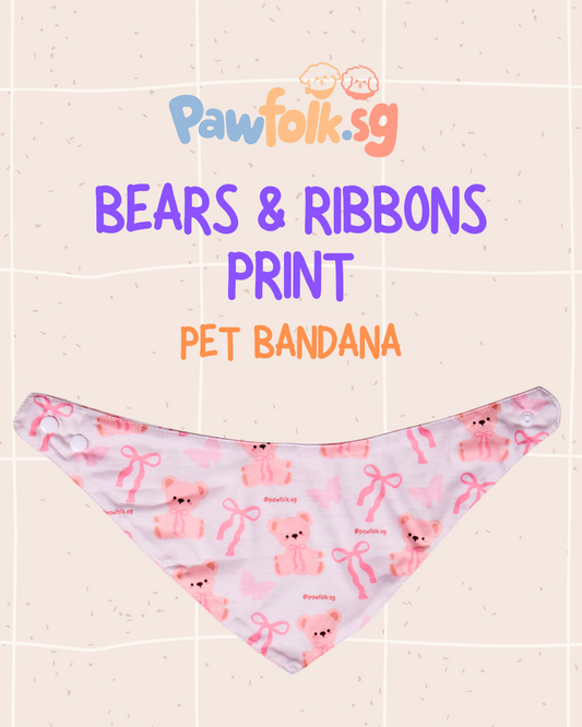 Bears and Ribbons Pet Bandana - Style 002
