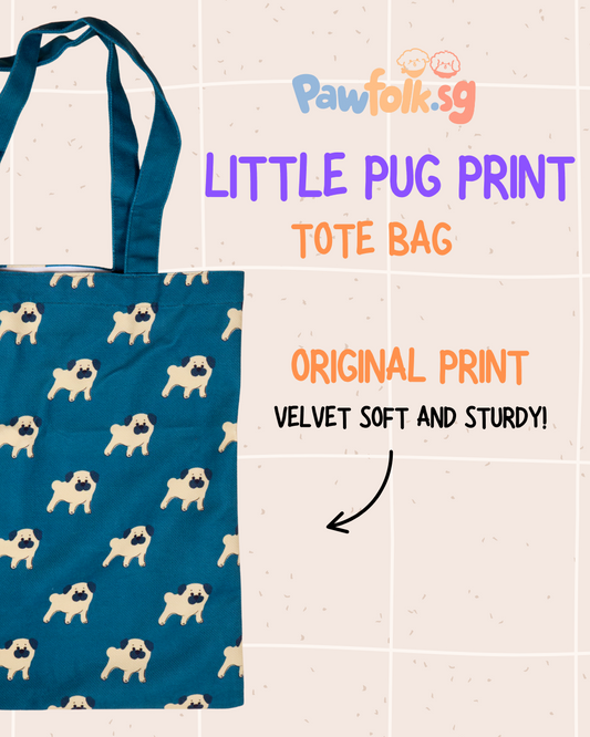 Little pug shoulder carry tote bag