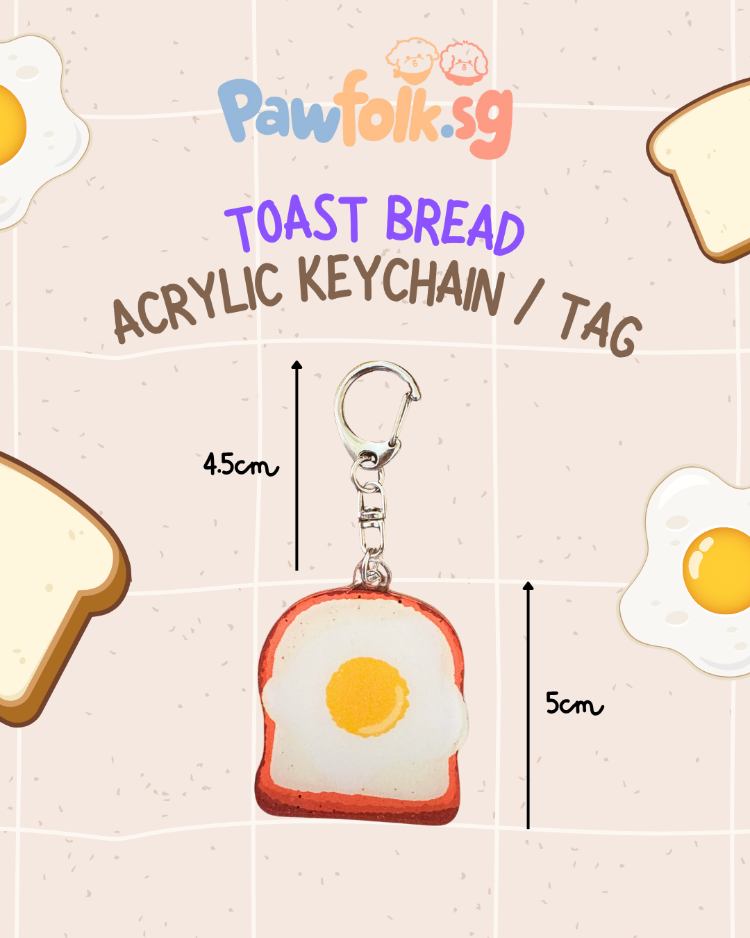 Pet Leash Tag Key Chain Toast Bread