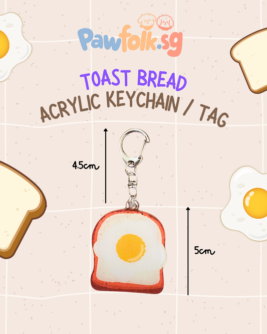 Pet Leash Tag Key Chain Toast Bread
