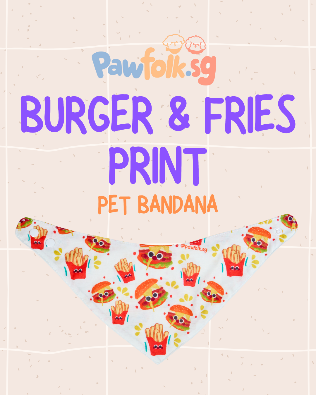 Burger & Fries Pet Bandana Style - 019