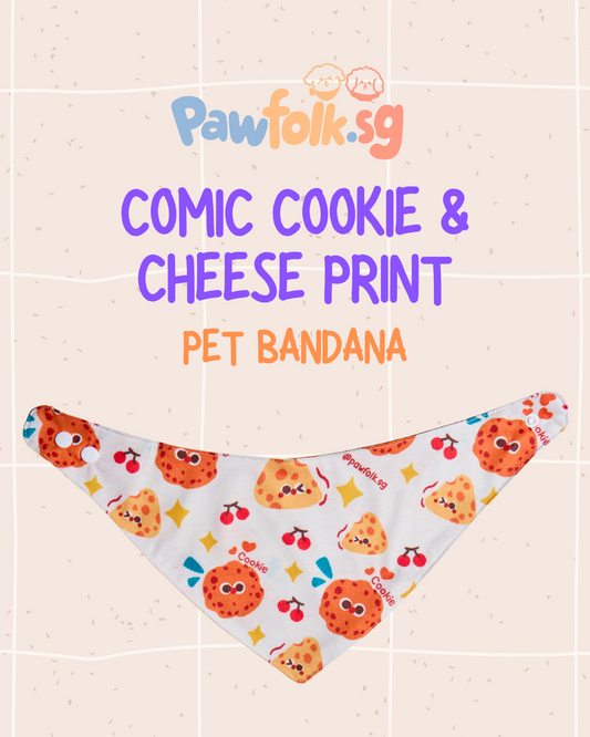 Comic Cookie and Cheese Pet Bandana Style - 014