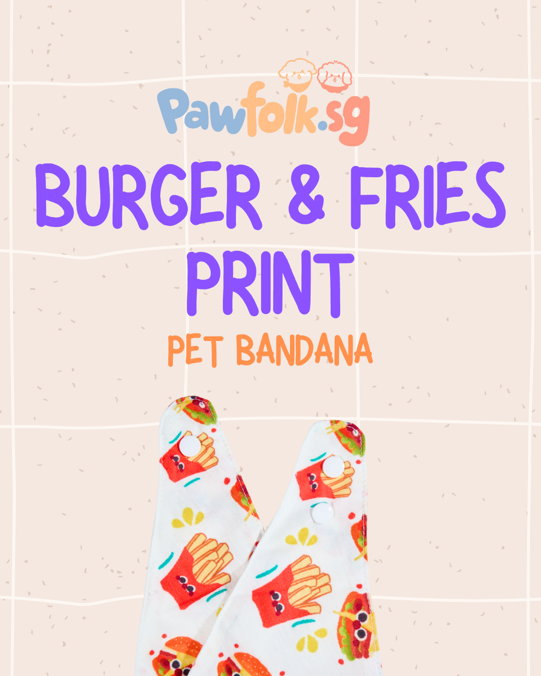 Burger & Fries Pet Bandana Style - 019