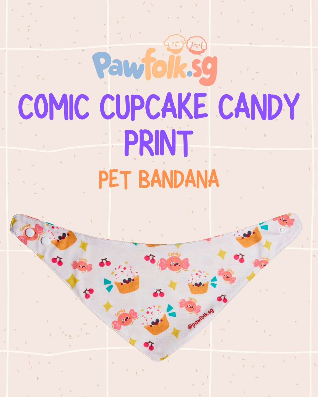 Comic Cupcake and Candy Pet Bandana Style - 017