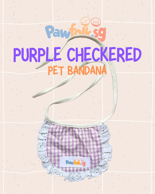 Assortment Pet Bandana Purple Checkered