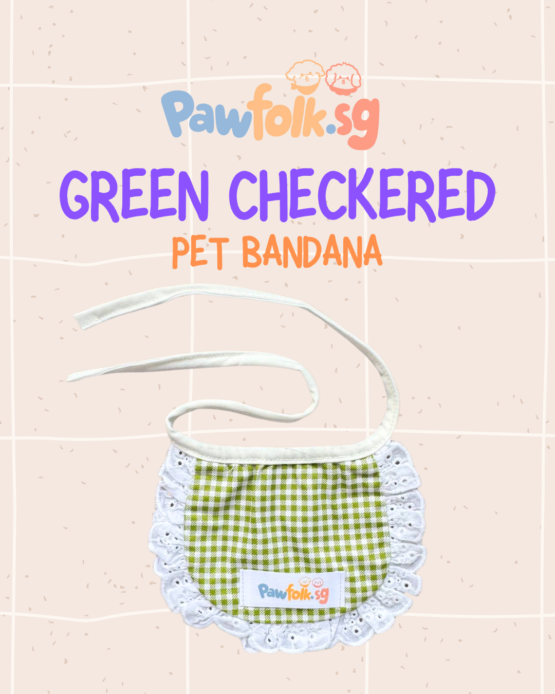 Assortment Pet Bandana Green Checkered