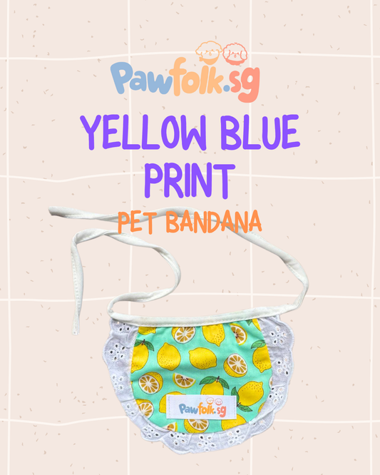 Assortment Pet Bandana Yellow Blue Print