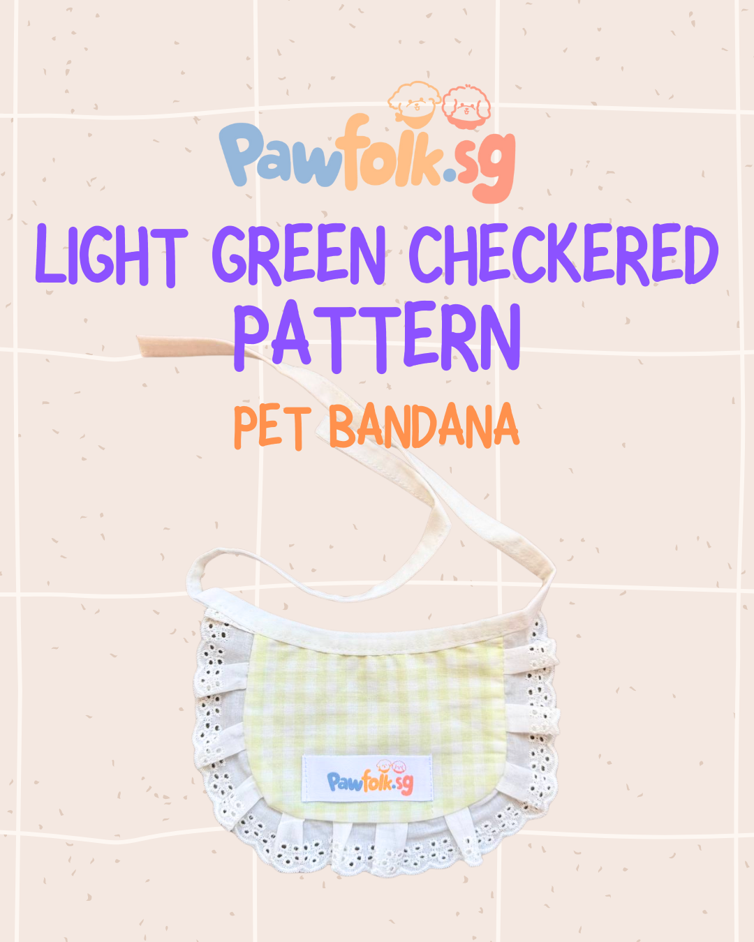 Assortment Pet Bib Light Green Checkered