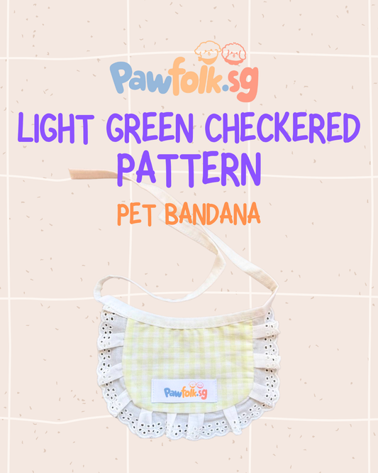 Assortment Pet Bib Light Green Checkered